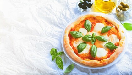 pizza with basil and olive oil