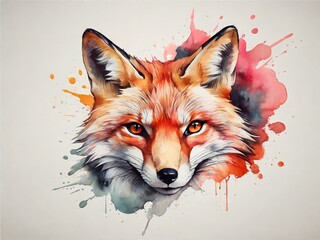 Obraz premium colorful fox face logo facing forward with monochrome background