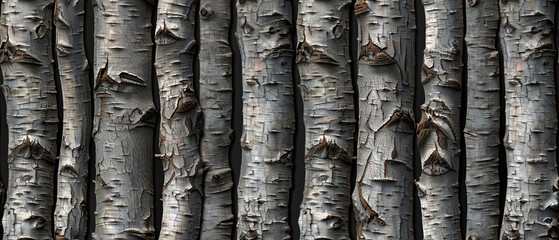 Seamless image of the bark of various types of temperate trees.