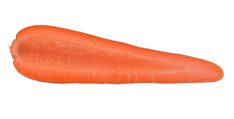 Half cut fresh carrot isolated on white background