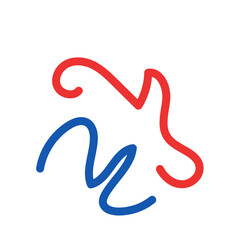 Fototapeta premium Blue red decorative lines graphic vector 
