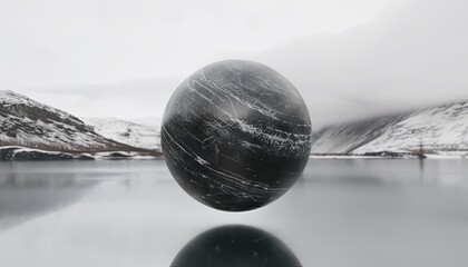 A large black sphere is floating in a body of water - Powered by Adobe