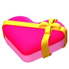 3D Rendered Valentine Gift Isolated on The Transparant Background