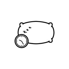 pillow icon with clock, concept icon sleep on time, live regularly