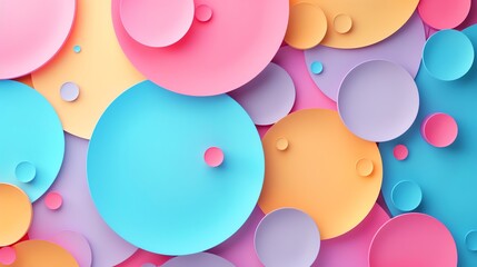 Pastel candy color background, abstract , 2D flat illustration, constructivism, no shadow, no gradation cute, Digital art