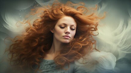 Fototapeta premium It was a beautiful blonde girl with amazing hair and a bright smile on her face.