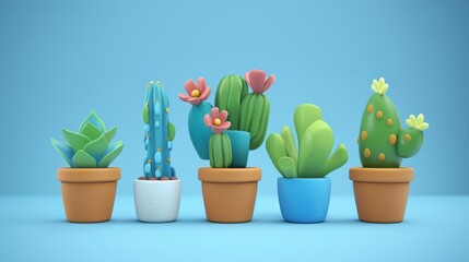 Small plant in a pot, minimalist 3d render