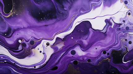 Fototapeta premium Glowing Accents in Dark Violet and Silver Liquid Paint Art