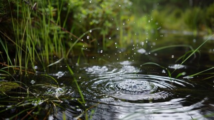 Obraz premium A seemingly peaceful bog becomes a dynamic environment with the constant movement and sound of ane bubbles.