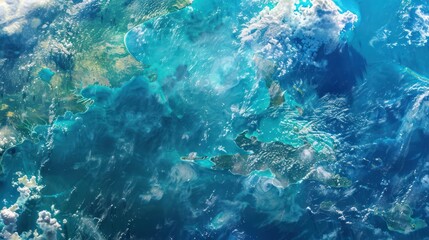 View of clouds on the surface of planet Earth as seen from a space satellite.