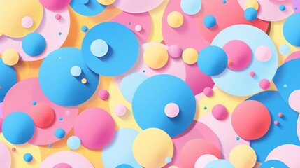 Pastel candy color background, abstract , 2D flat illustration, constructivism, no shadow, no gradation cute, Digital art