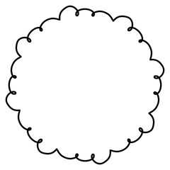 手描きもこもこ円フレーム黒