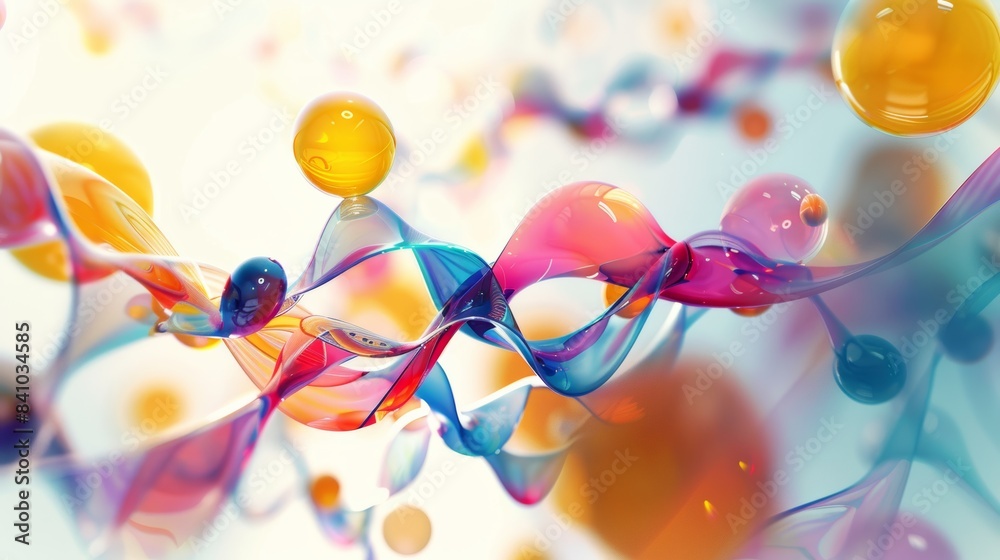 Aufkleber a surreal depiction of a molecular structure morphing into a human form, with flowing lines and vibr