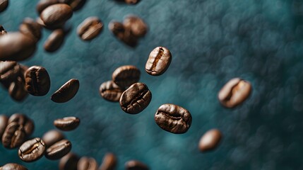 Obraz premium Coffee Beans Closeup On Dark Background
