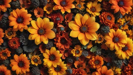 Autumnal Floral Arrangement with Orange and Yellow Flowers