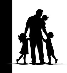 Happy father's day. Father's day silhouette clip art, illustration, photo. Flyer, banner or poster. Vector illustration.