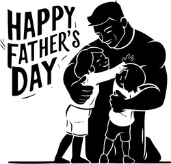 Obraz premium Happy father's day. Father's day silhouette clip art, illustration, photo. Flyer, banner or poster. Vector illustration.