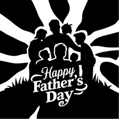 Happy father's day. Father's day silhouette clip art, illustration, photo. Flyer, banner or poster. Vector illustration.
