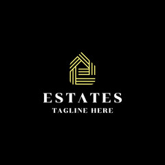 Fototapeta premium letter E initial as estate building logo icon vector template