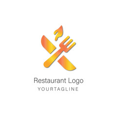 Restaurant iconic logo design with gold color combination