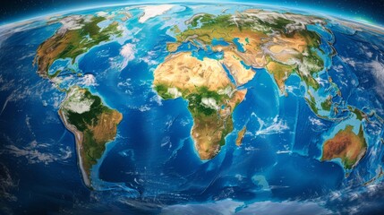 Fototapeta premium High-resolution physical world map with detailed geography.