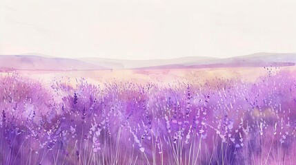 Obraz premium A field of lavender watercolor illustration