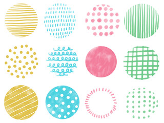 手描き水彩あしらいセット_まる