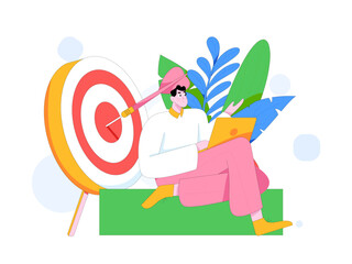 Marketing planning business characters flat vector concept operation hand drawn illustration
