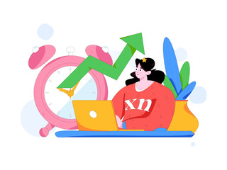 Marketing planning business characters flat vector concept operation hand drawn illustration
