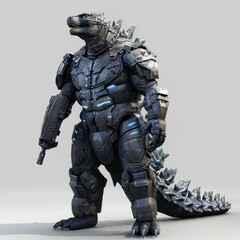A Big Lizard With Robot Armor Military 3D Models
