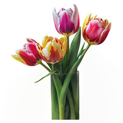 Fototapeta premium beautiful tulip Flower bouquet , isolated on transparent background. Generative AI