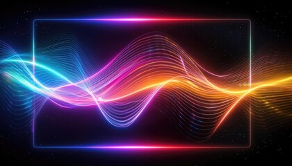 Neon lines background, glowing wavy neon light particles, website banner, colorful neon light background