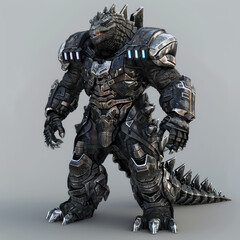 A Big Lizard With Robot Armor Military 3D Models