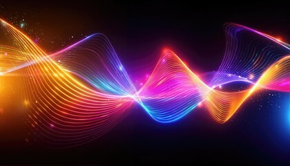 Abstract background with glowing lines, Neon lines background, glowing wavy neon light particles, website banner, colorful neon light background