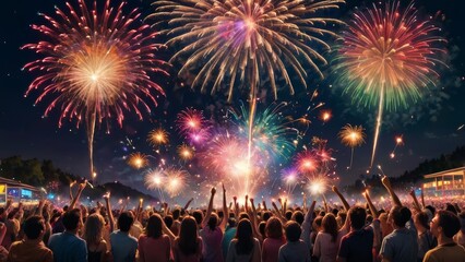 Obraz premium Spectacular Fireworks Display at Night Celebration