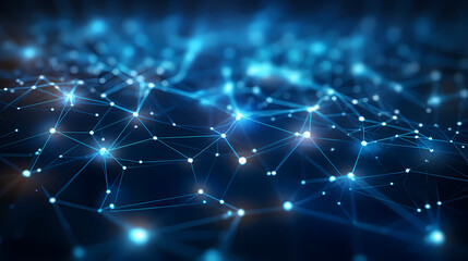 Obraz premium Abstract background with blue glowing connections and nodes
