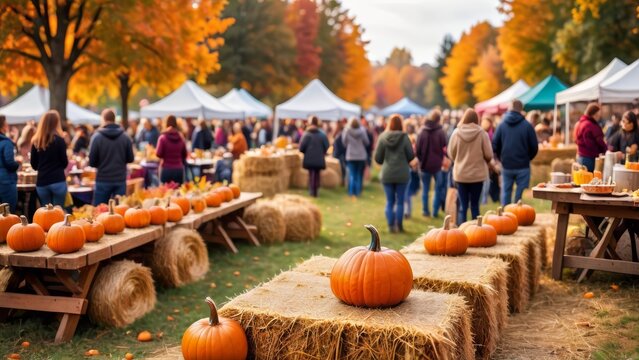 Autumn Harvest Festival with Pumpkins and Festive Activities