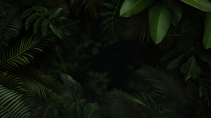 Mysterious Tropical Jungle at Night: Lush Greenery Under Moonlight