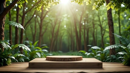 Realistic nature podium stage for product display