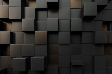 Abstract geometric blocks on black background