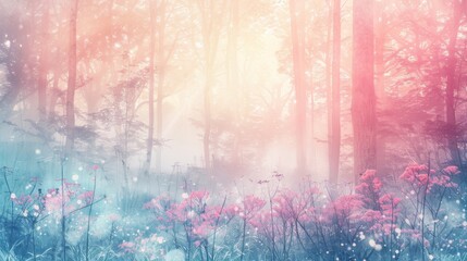Naklejka premium misty morning spring forest watercolor painting