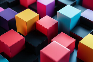 Obraz premium Abstract geometric blocks on black background