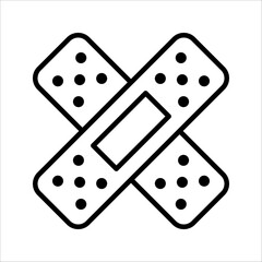 Adhesive plaster line and glyph icon, emergency and medicine color editable.