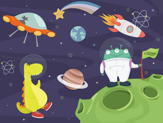 Cute Outer Space-Themed Vector Illustration