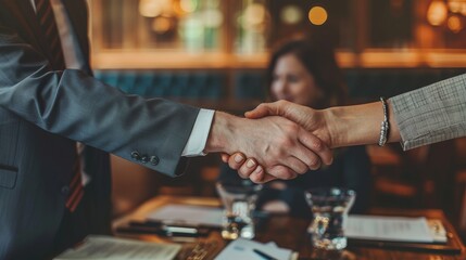 Close up business people handshake. Partner and business success concept