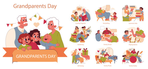 Grandparents Day. Flat Vector Illustration