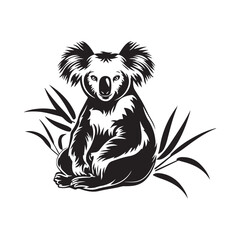 Koala black and white Vector Images . Illustration of a Koala Isolated on white background