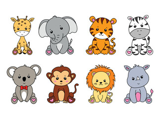 Fototapeta premium Cute Safari Animals Vector Graphics