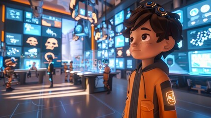 A seamless online insurance marketplace, featuring users interacting with avatars to compare policies and make transactions in a virtual environment