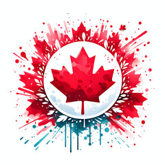 Splattered Canadian Maple Leaf Watercolor Art